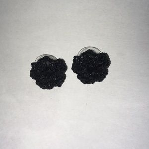 Black flower studs